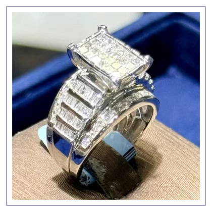 10k White Gold 2.00 CTW Emerald Shaped Ring, Princess Cut