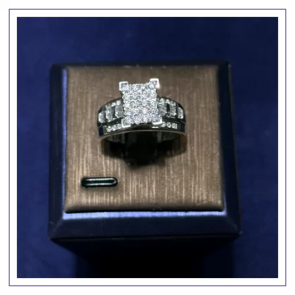 10k White Gold and Diamond Emerald Shaped Ring
