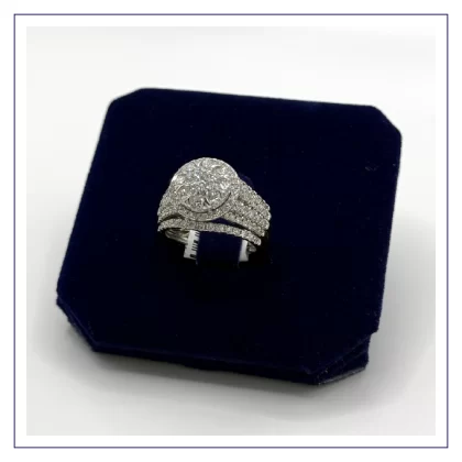 10k White Gold 2 and 1/5th CTW Natural Diamonds Engagement Ring and Wedding Ring