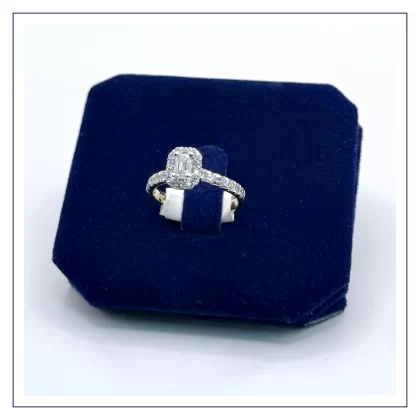 14k Yellow Gold Emerald Cut Lab Diamond Ring