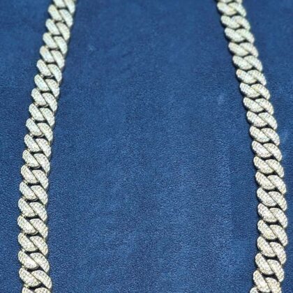 22-Inch White Iced Cuban Chain (12mm)
