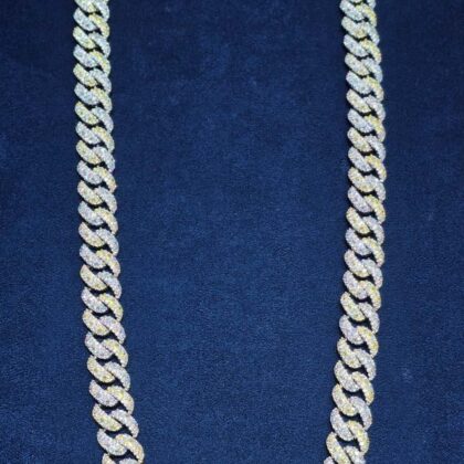 22-Inch Two-Tone Iced Cuban Chain (12mm)