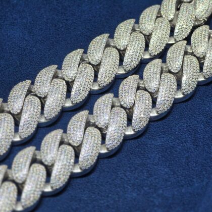 24-Inch White Iced Cuban Chain (22mm)